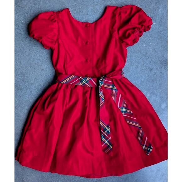 POLO RALPH LAUREN Girl's Festive Holiday Dress Size 6X Christmas Red Plaid Bow - Picture 5 of 9